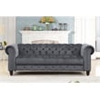 RN Furnishings 3 Piece Button Tufted Velvet Fabric Modern Sofa Set -Gray
