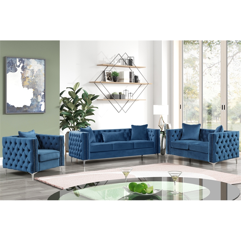 3 piece tufted online sofa set