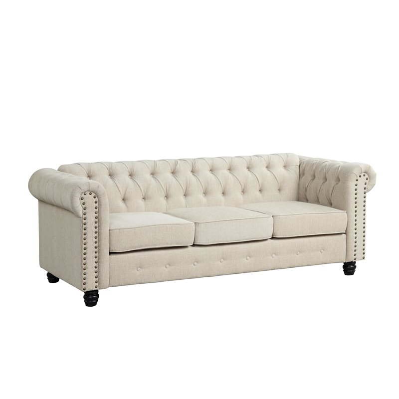 RN Furnishings sofa loveseat chair Linen fabric Living room furniture Set-Beige