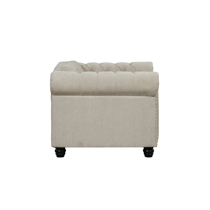 RN Furnishings sofa loveseat chair Linen fabric Living room furniture Set-Beige