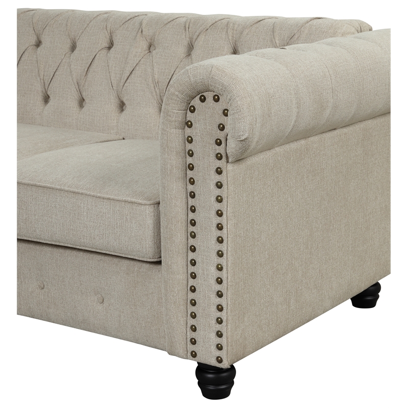RN Furnishings sofa loveseat chair Linen fabric Living room furniture Set-Beige