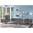 RN Furnishings 3- Piece Button Tufted Velvet Fabric Sofa Set -Gray