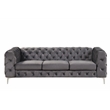 RN Furnishings 3- Piece Button Tufted Velvet Fabric Sofa Set -Gray
