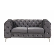 RN Furnishings 3- Piece Button Tufted Velvet Fabric Sofa Set -Gray
