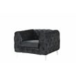 RN Furnishings 3- Piece Button Tufted Velvet Fabric Sofa Set -Black