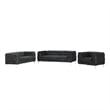 RN Furnishings 3- Piece Button Tufted Velvet Fabric Sofa Set -Black