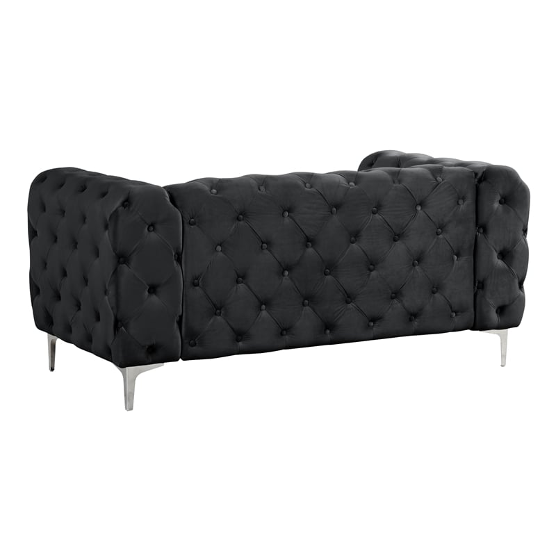 RN Furnishings 3-Piece couches Velvet Fabric Living room furniture Set -Black