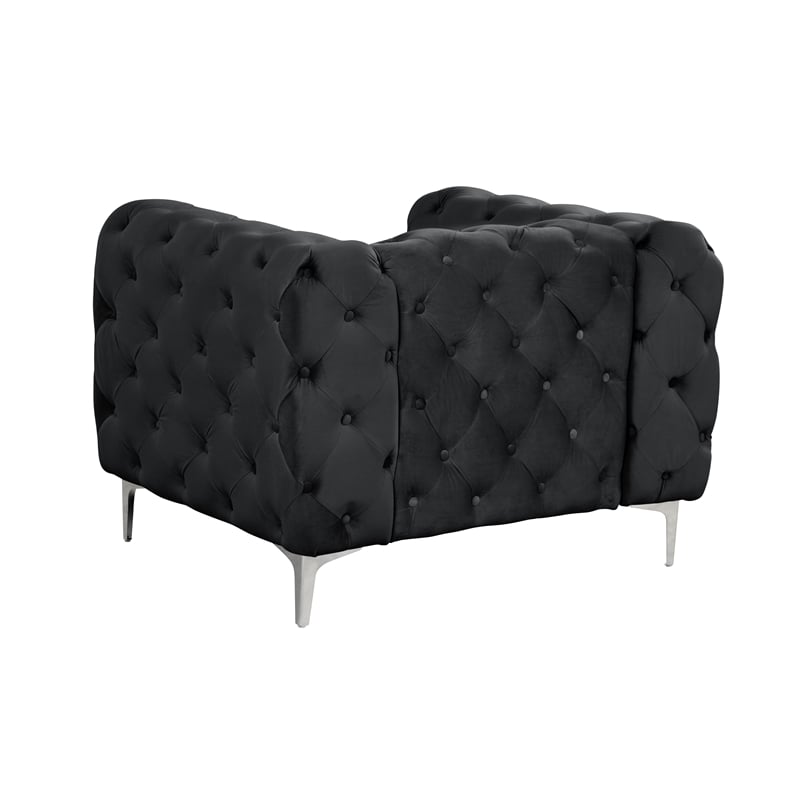 RN Furnishings 3-Piece couches Velvet Fabric Living room furniture Set -Black