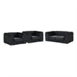 RN Furnishings 3-Piece couches Velvet Fabric Living room furniture Set -Black
