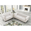 Rnfurnishings inc Akil 2-Piece Living Room FurnitureVelvet fabric Set-Off white