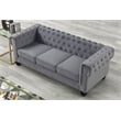 Rnfurnishings inc Amar 3-Piece Living Room Furniture Velvet fabric Set-Gray