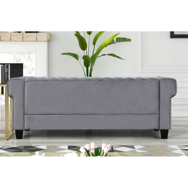 Rnfurnishings inc Ali 3-Piece Living Room Furniture Velvet fabric Set-Gray