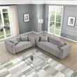 Rnfurnishings 2-Piece Living Room Furniture Velvet Sofa+Loveseat Set-Light Gray