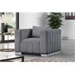 Rnfurnishings 3-PC Living Room Furniture Velvet fabric Sofa+2-Armchairs Set-Gray