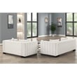 Rnfurnishings 2-Piece Living Room Furniture Velvet Sofa+Loveseat Set-Half white