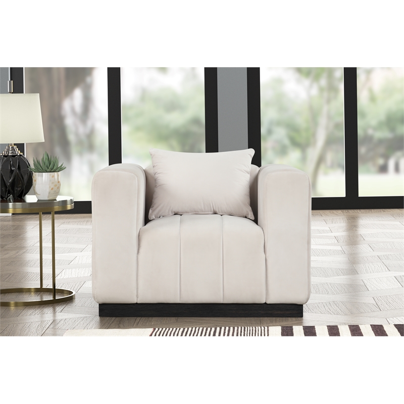 Rnfurnishings 3-PC Living Room Furniture Velvet Sofa+2-Armchairs Set-Half white