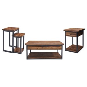 claremont rustic natural wood set coffee table end table and two nesting tables