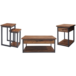 claremont rustic wood set coffee table end table and two nesting tables