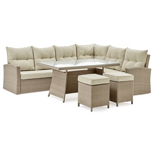 canaan all-weather wicker outdoor set with sofa loveseat table and 2 stools