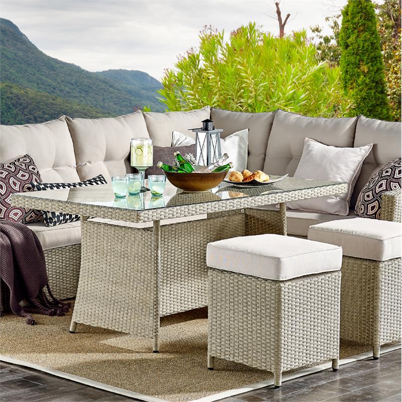 Off White Canaan All-Weather Wicker Rattan Outdoor 26