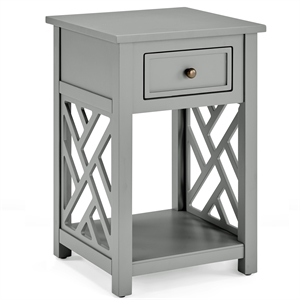 alaterre furniture coventry gray wood end table with drawer and shelf in gray