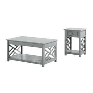 alaterre furniture coventry wood gray coffee table and end table set of 2