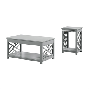 alaterre furniture coventry gray wood coffee table and two end tables with tray