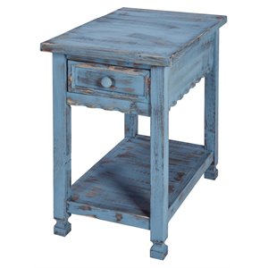alaterre furniture country cottage chairside table in blue antique finish