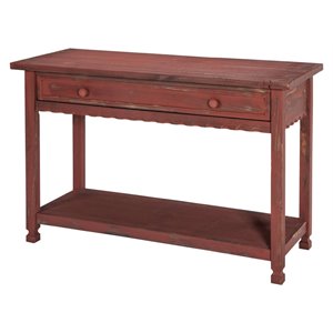 alaterre furniture country cottage media/console table in red antique finish