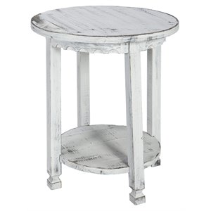alaterre furniture country cottage round end table in white antique finish