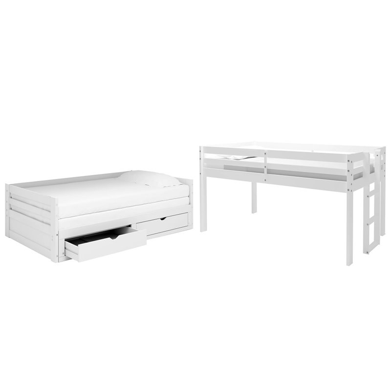 Jasper White Twin to King Extending Day Bed with Storage Drawers