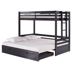 jasper twin to king extending day bed with bunk bed and storage drawers-espresso