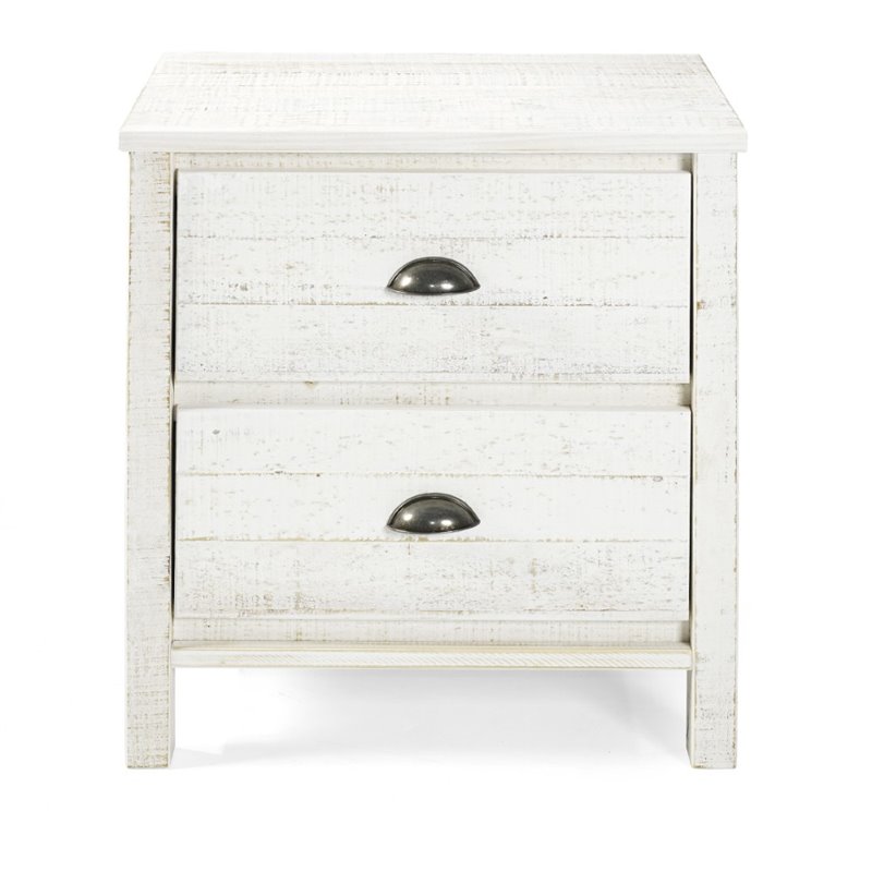 Alaterre Furniture Rustic 2Drawer Wood Nightstand in Rustic White