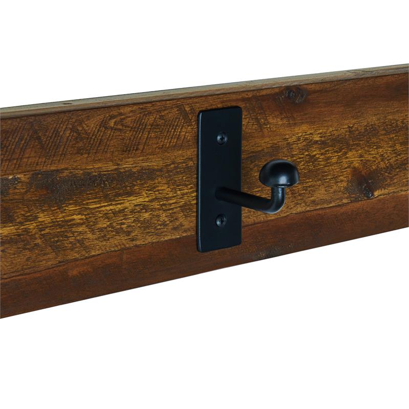 Alaterre Furniture Durango 60 Industrial Wood Coat Hook Shelf and Bench Set