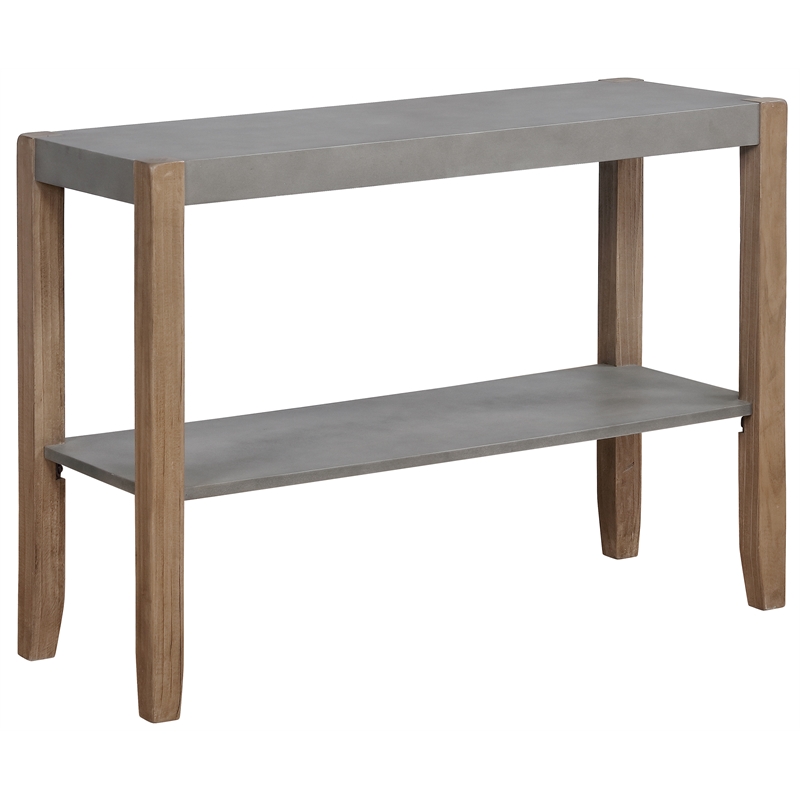 Alaterre Newport 40L Gray Faux Concrete and Wood Sofa/TV Console Table