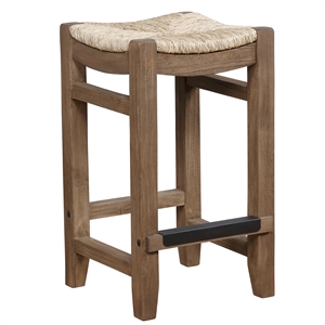 alaterre furniture newport 26h brown wood counter height stool with rush seat