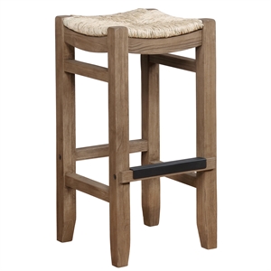 alaterre furniture newport 30h brown wood bar stool with rush seat