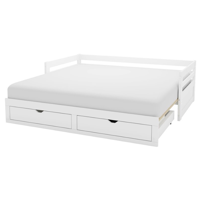 Alaterre Jasper Twin to King Extending Day Bed with Storage Drawers in