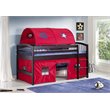 Addison Espresso Junior Loft Bed Red Tent and Playhouse with Blue Trim-Espresso