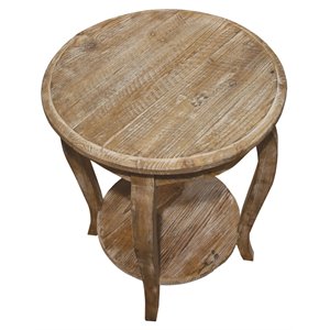 alaterre furniture rustic reclaimed round end table in driftwood