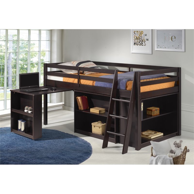 Roxy Wood Junior Loft Bed With Pull Out, Bunk Bed With Slide Out Desk
