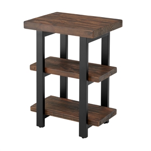 alaterre furniture pomona metal and brown wood 2-shelf end table