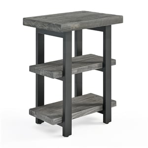 alaterre furniture pomona metal and wood 2-shelf end table in slate gray