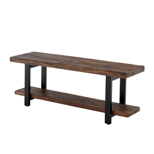 alaterre furniture pomona metal and wood bench in brown