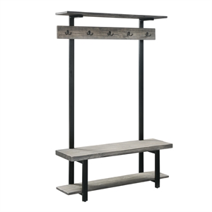 alaterre furniture pomona gray wood tree with bench shelves & hooks