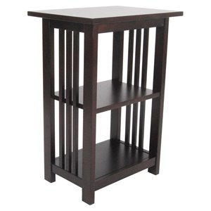 alaterre furniture mission 2-shelf wood end table in espresso
