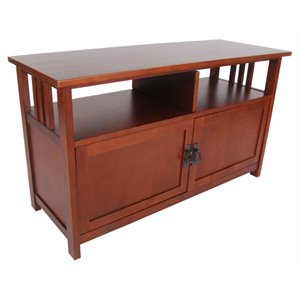 alaterre furniture mission wood tv stand with doors in cherry
