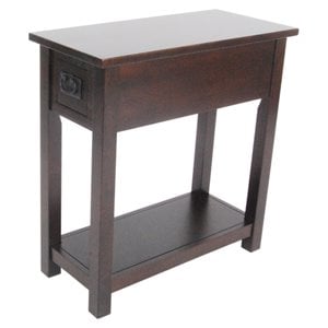 alaterre furniture mission wood chairside table in espresso