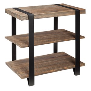 alaterre furniture modesto metal strap and reclaimed wood end table with shelf