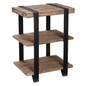 alaterre furniture modesto 2-shelf metal strap and reclaimed wood end table